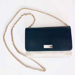 Henri Bendel leather clutch with gold chain